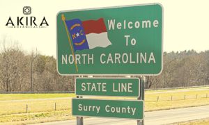 The green sign when entering North Carolina where THCa is legal.