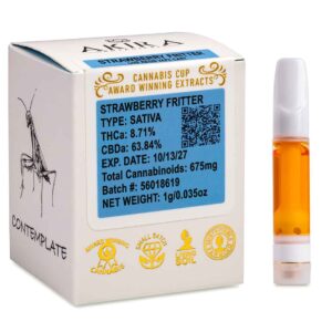 Akira Botanicals Strawberry Fritter CBD Live Resin Vape Cart with box