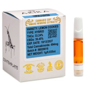 Akira Botanicals Lemon Cookies THCa Live Resin Vape Cart with box