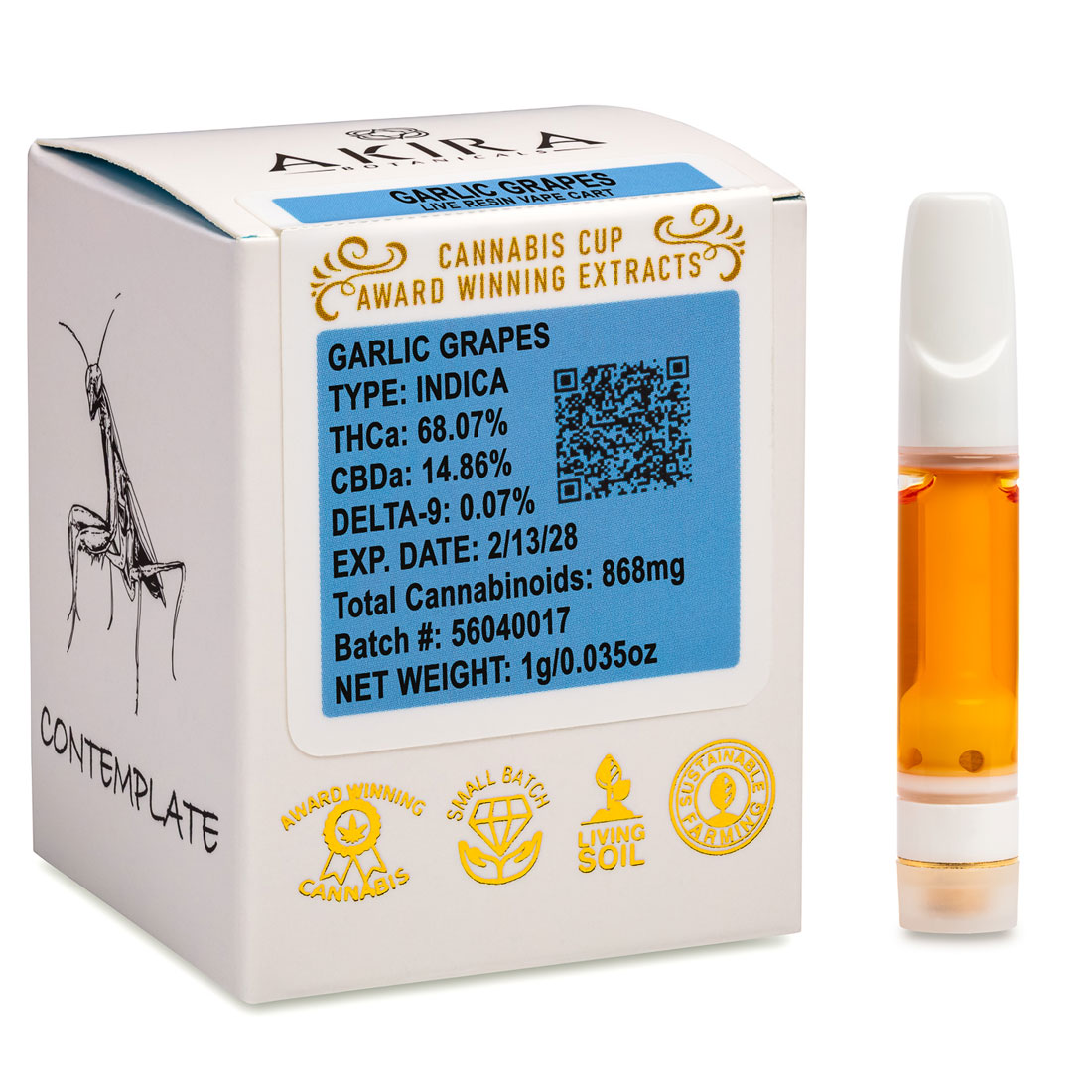 Akira Botanicals Garlic Grapes Vape Cart with box